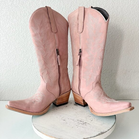 Lane Gallatin Womens Cowboy Boots 10 Pink Cowgirl Western Mid Calf Pointed Toe - Picture 7 of 11